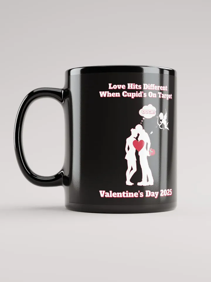 When Cupid's On Target Valentine's Day Black Mug product image (1)
