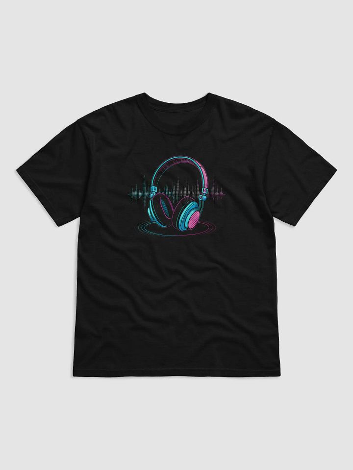 Pixelated Headphones T-Shirt with Glowing Sound Waves – Perfect for Gamers and Music Lovers product image (1)