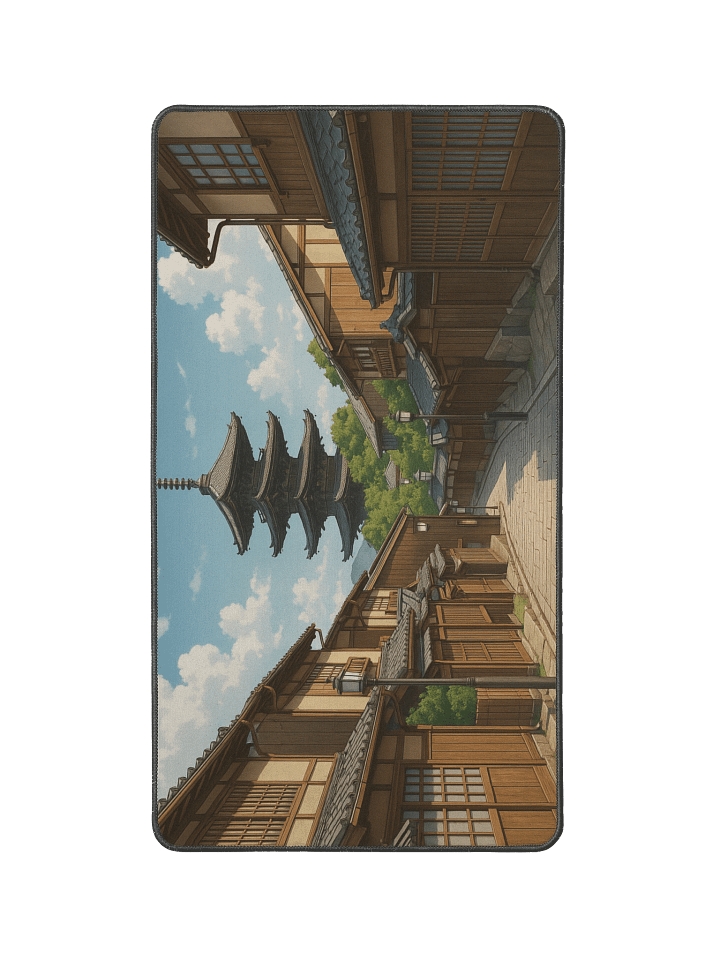 Pagoda Street District – Traditional Anime Village Desk Mat (12" x 22") product image (2)