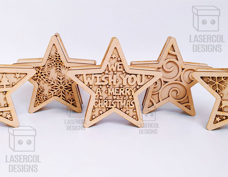 Christmas Tree and Star Box Bundle (2 Sizes, 5 Styles) - Laser Cut Files product image (7)