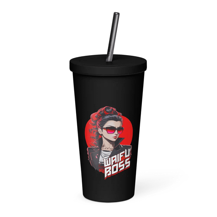 Waifu Boss 20 oz Tumbler Cup - Black - Insulated Tumbler with a Straw v2 product image (1)
