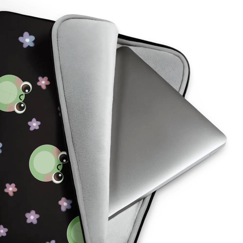 Froggy Pattern Laptop Sleeve (Black Background) product image (4)