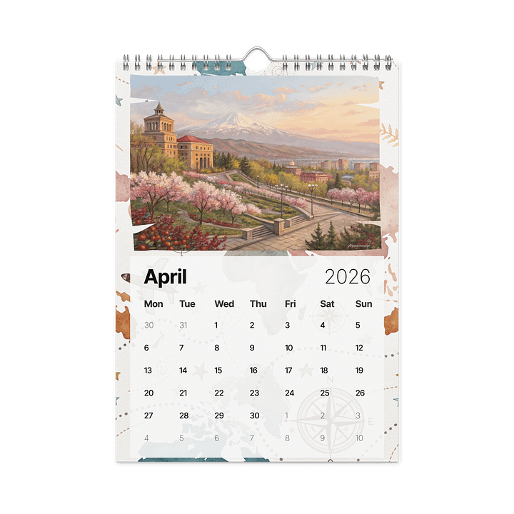 World Capitals 2026 – A Dream Voyage Through Rare & Beautiful Cities (Watercolor Art Calendar) product image (1)