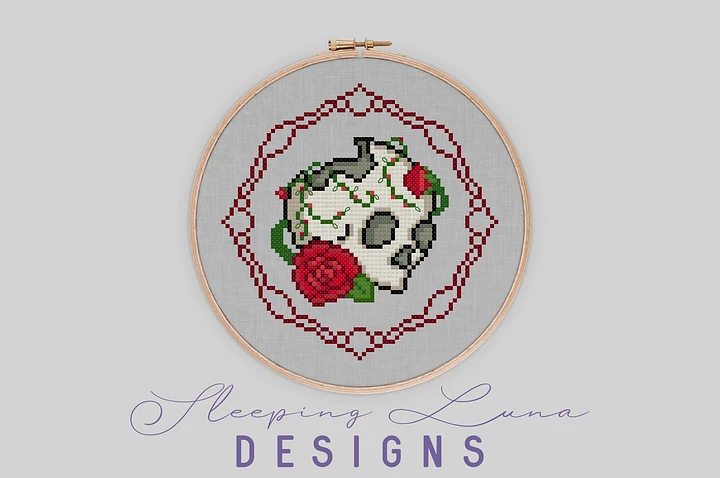 Skull and Roses - Digital Cross Stitch Pattern product image (1)