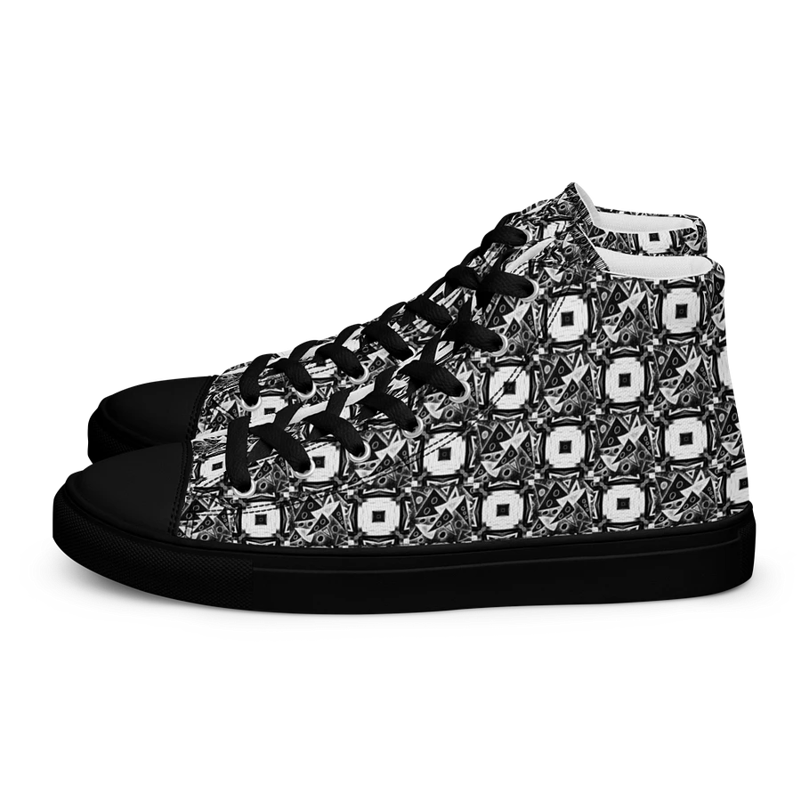 Abstract Monochrome Pattern Shapes and Squares Men's Canvas Shoes High Tops product image (4)