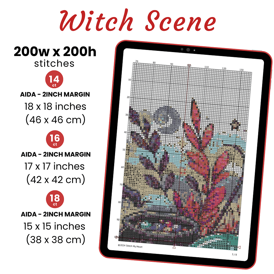 Purple Witch Cross Stitch Pattern product image (2)
