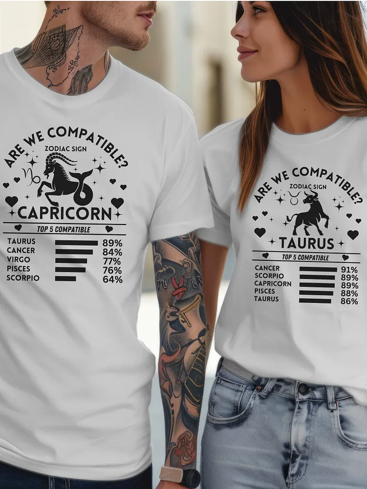 Capricorn Zodiac Sign Romantic Compatibility T-Shirt - Bella Canvas 3001 Unisex Staple T-Shirt - Light Colors product image (2)