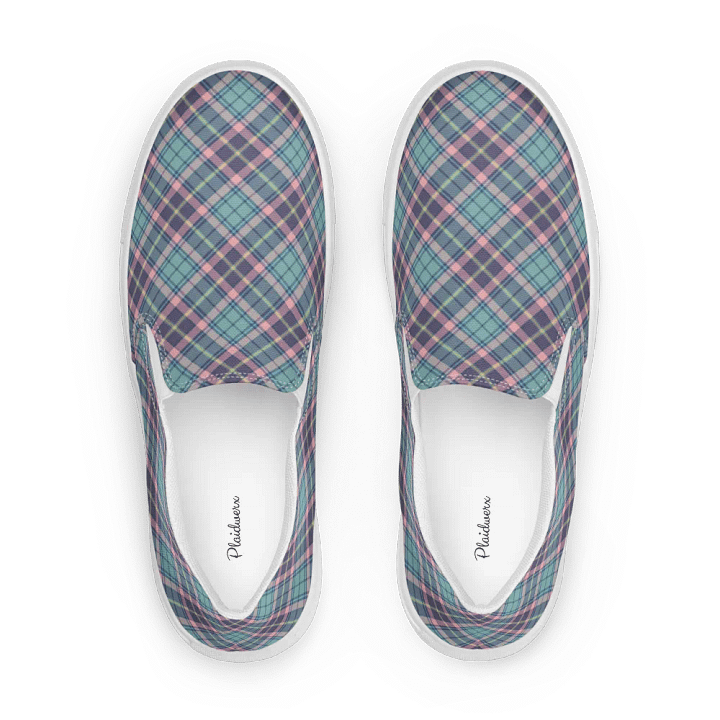 Light Green, Purple, and Pink Plaid Women's Slip-On Shoes product image (1)