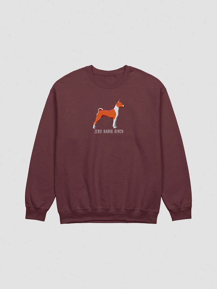 Zero Barks Given Sweatshirt (Embroidered) of a Basenji product image (7)