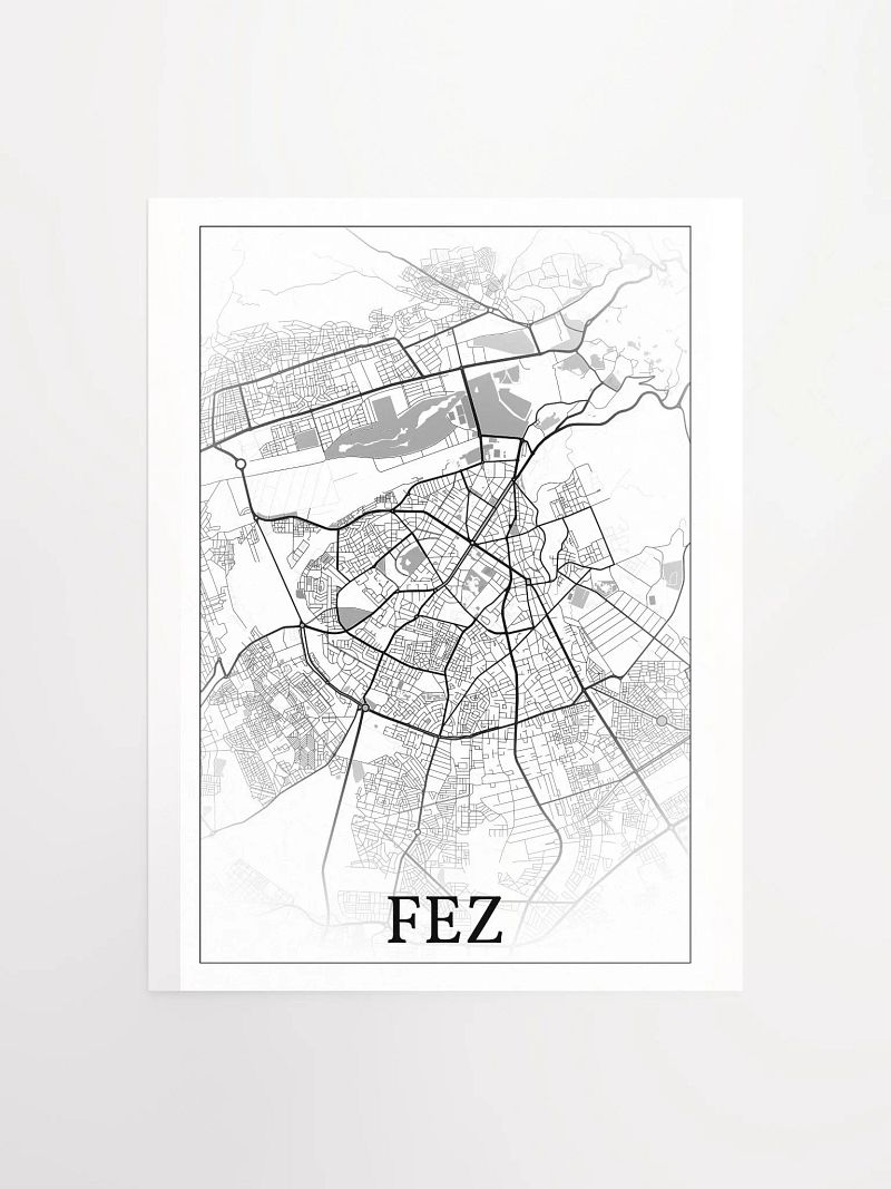 Fez, Morocco, city map print