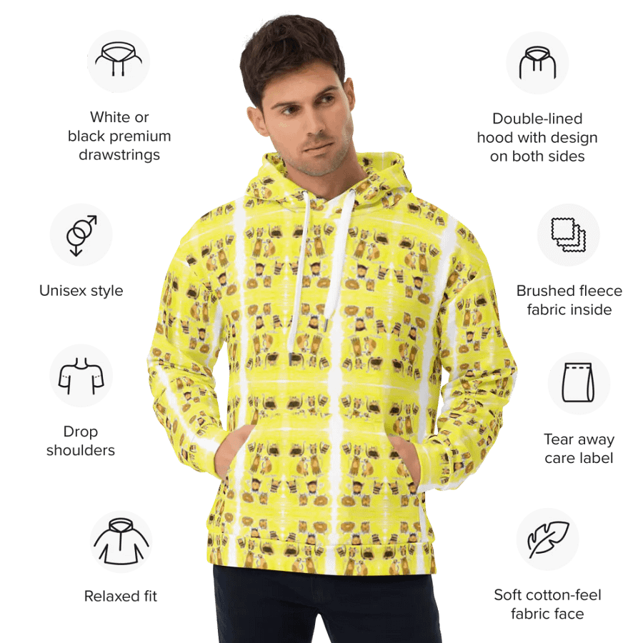 Abstract Doodle Cats Unisex All Over Print Pull Over Hoodie product image (8)