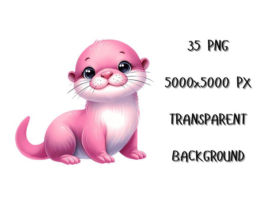 Watercolor A Cute Pink Baby Animals PNG, Clipart, Instant Download, Transparent Animals Bundle, Cute  Pets Clipart, Watercolor PNG Bundle product image (4)