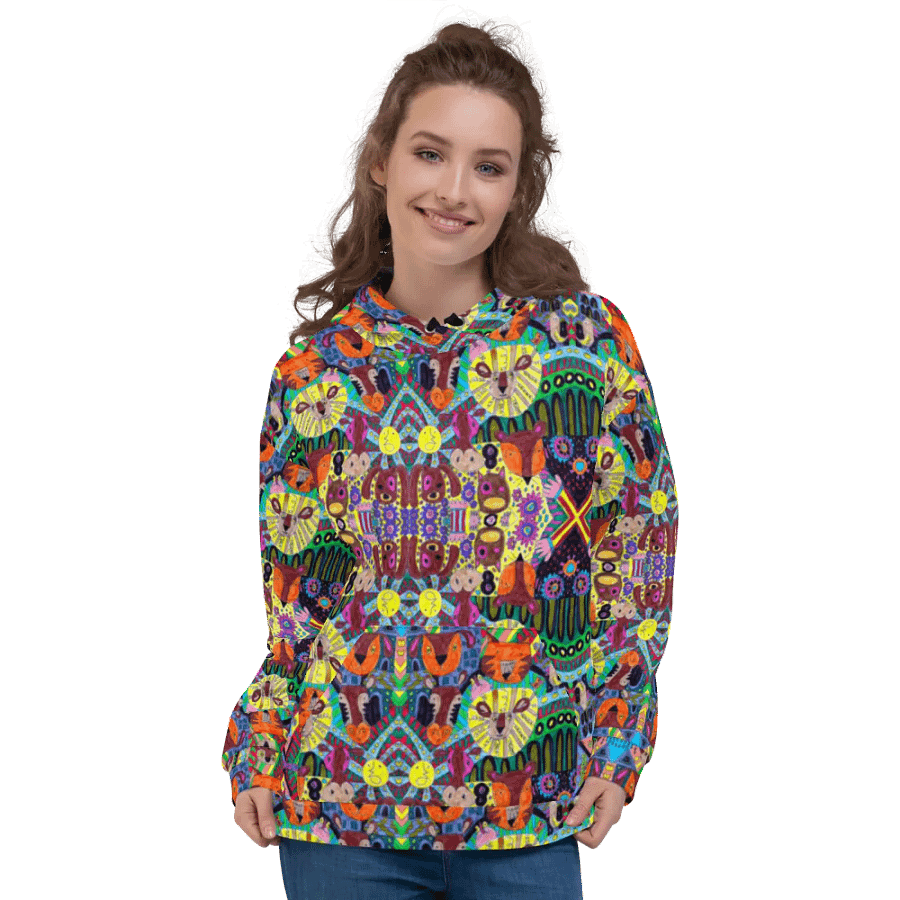 Abstract Doodle Animals Unisex Pull Over Hoodie product image (3)