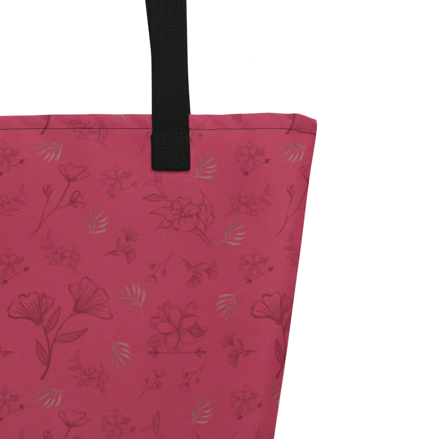 Gold Leaves and Chocolate Flowers on Magenta Large Tote Bag w/ Pocket product image (3)