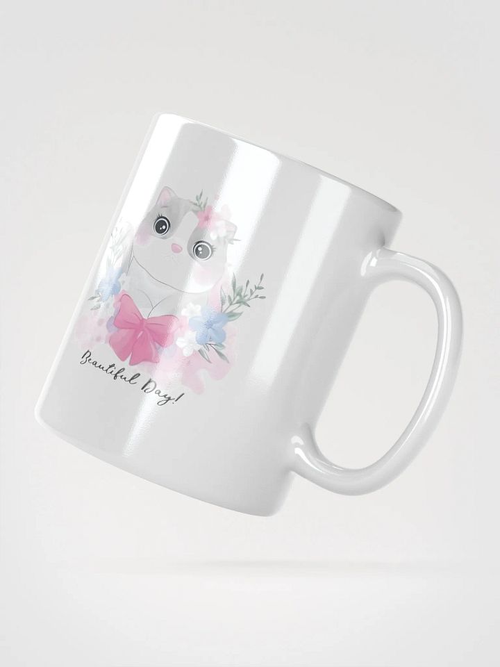 White Glossy Mug Cute Little Kitty product image (2)