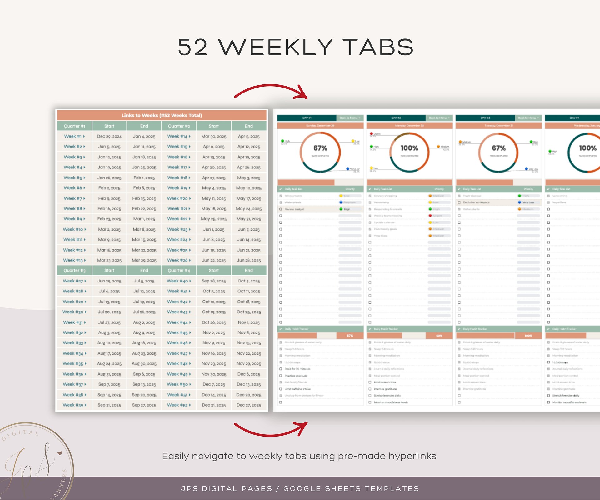 Weekly Recurrent Planner, Digital Planner Spreadsheet, Google Sheets Template product image (6)