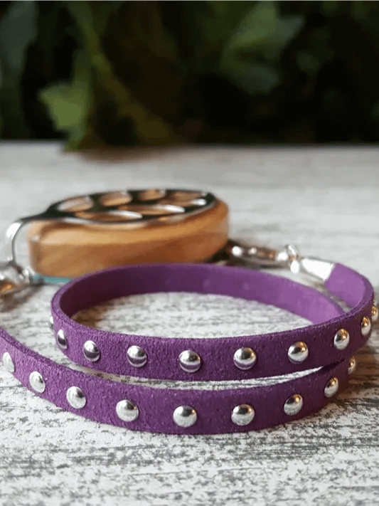 Plum Faux Suede Stud Wrap Bracelet | Handmade Accessory for Bellabeat Leaf Urban & Ivy product image (1)