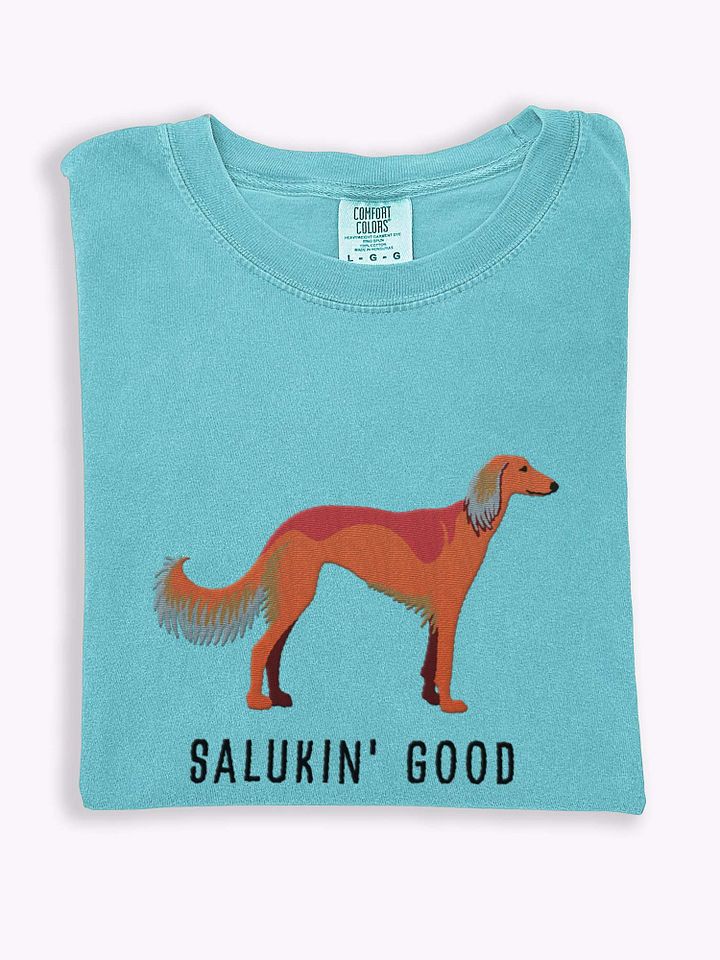 Salukin' Good T-Shirt(Embroidered) of a Saluki(Red) product image (1)
