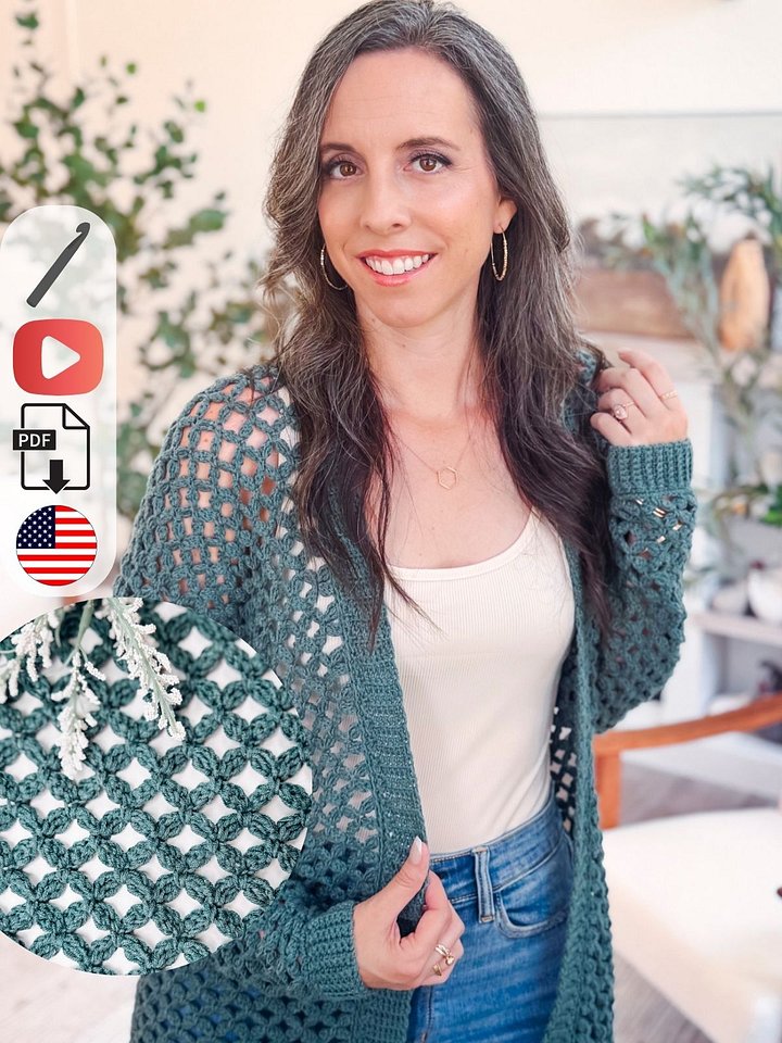 Circle Leaf Lace Crochet Cardigan Pattern product image (1)