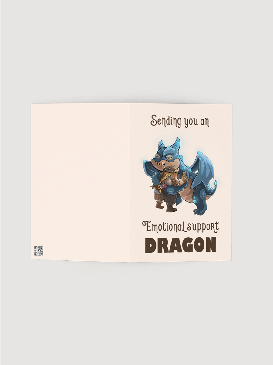 Emotional Support Dragon & Viking Warrior greeting card, cute gift for RPG players and fantasy fiction lovers product image (2)