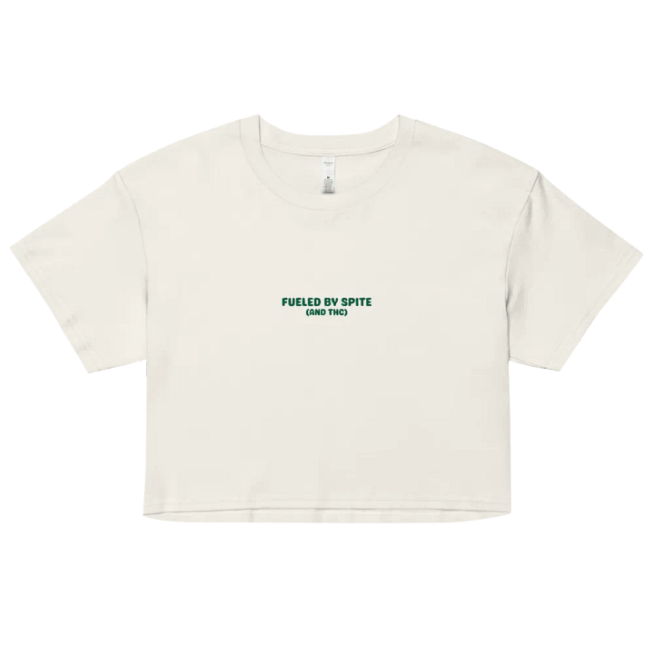 FUELED BY SPITE (green thread) embroidered cotton crop top product image (7)