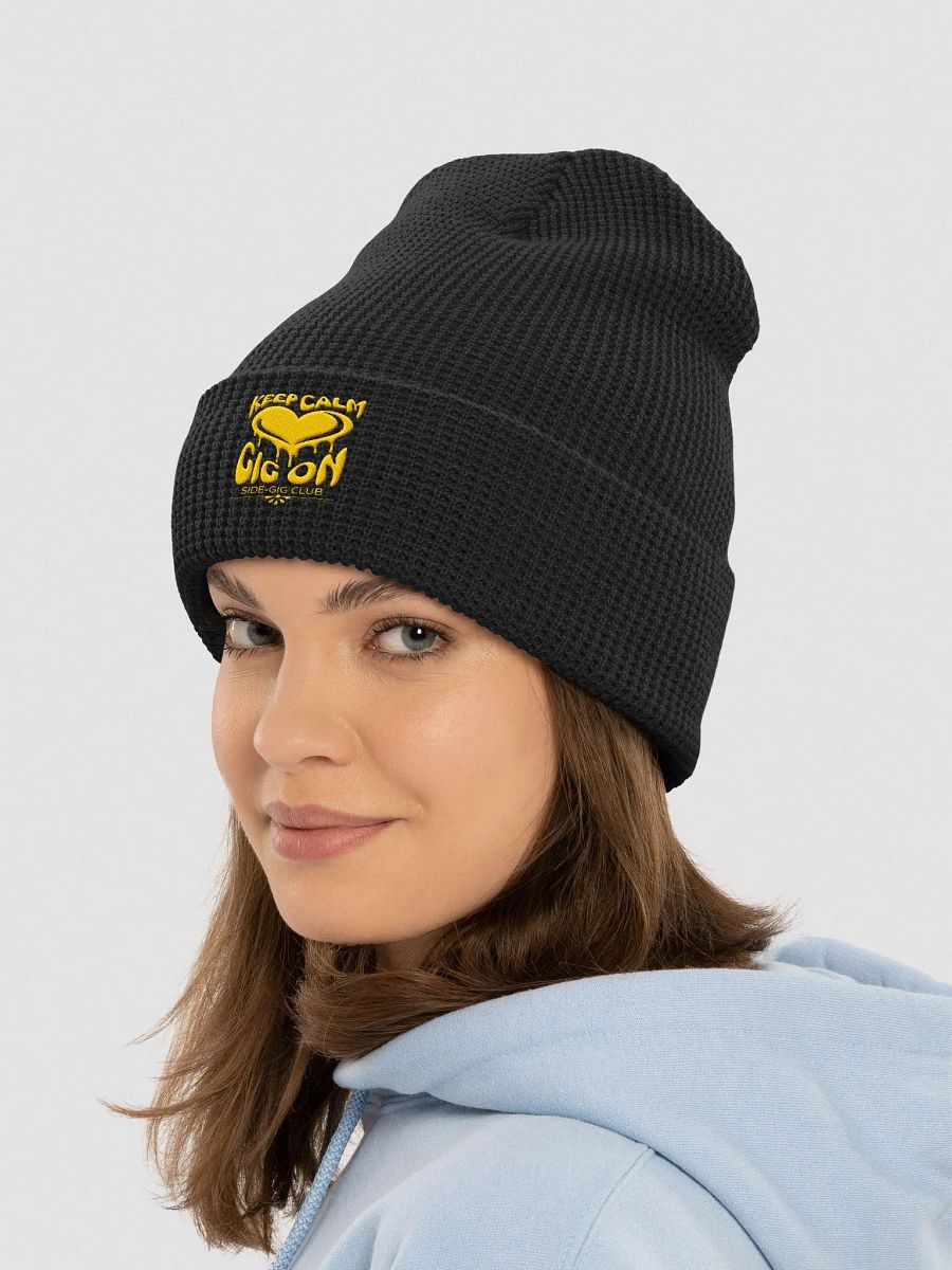 Keep Calm, Gig On Side-Gig Club Waffle Knit Beanie in Gold product image (2)