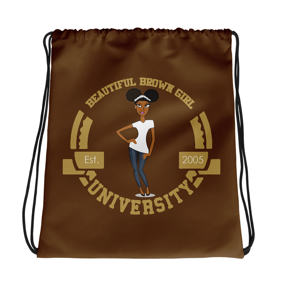 Beautiful Brown Girl University Drawstring Backpack product image (2)