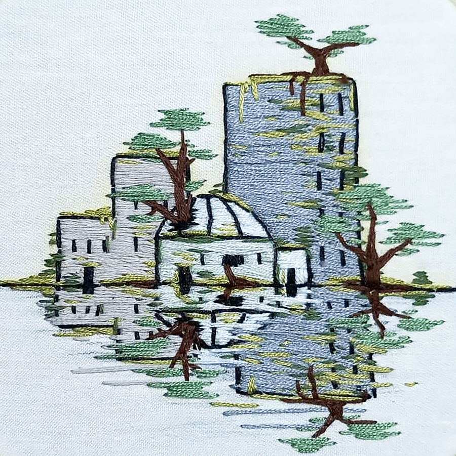 Overgrown City Embroidery Print product image (1)