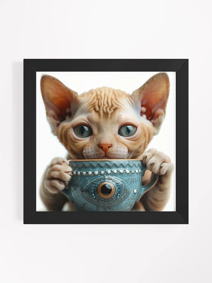 Coffee Lover Cute Hairless Sphynx Kitten Wall Art product image (1)