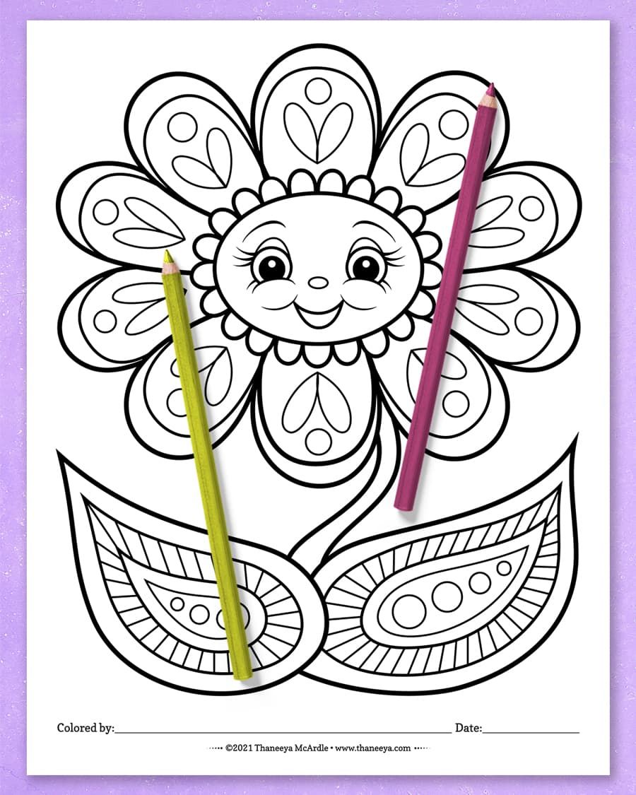 Happy Flowers Coloring Pages product image (8)