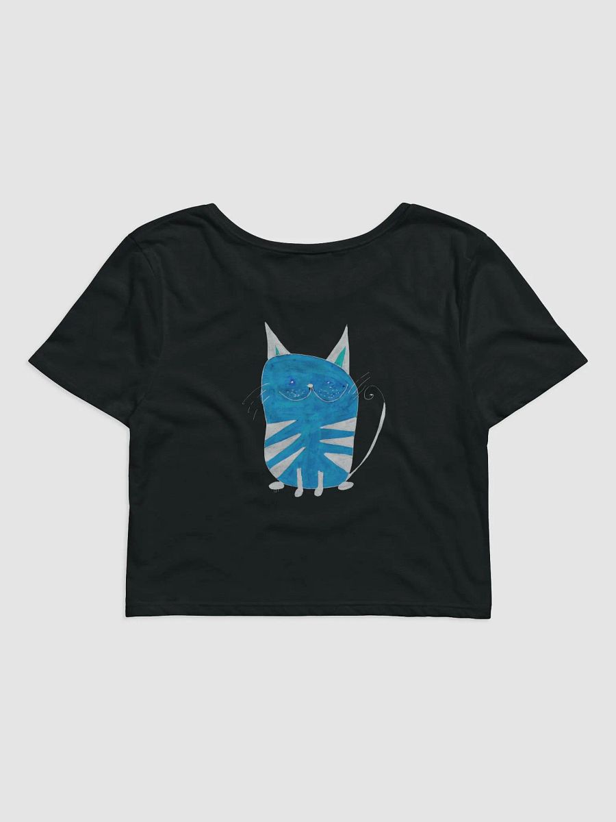 Abstract Whimsical Fun Striped Cat Ladies Cropped T Shirt product image (5)