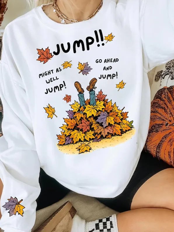 Women's Organic Ribbed Neck T-Shirt Funny Fall Jumping in leaves Graphic product image (2)