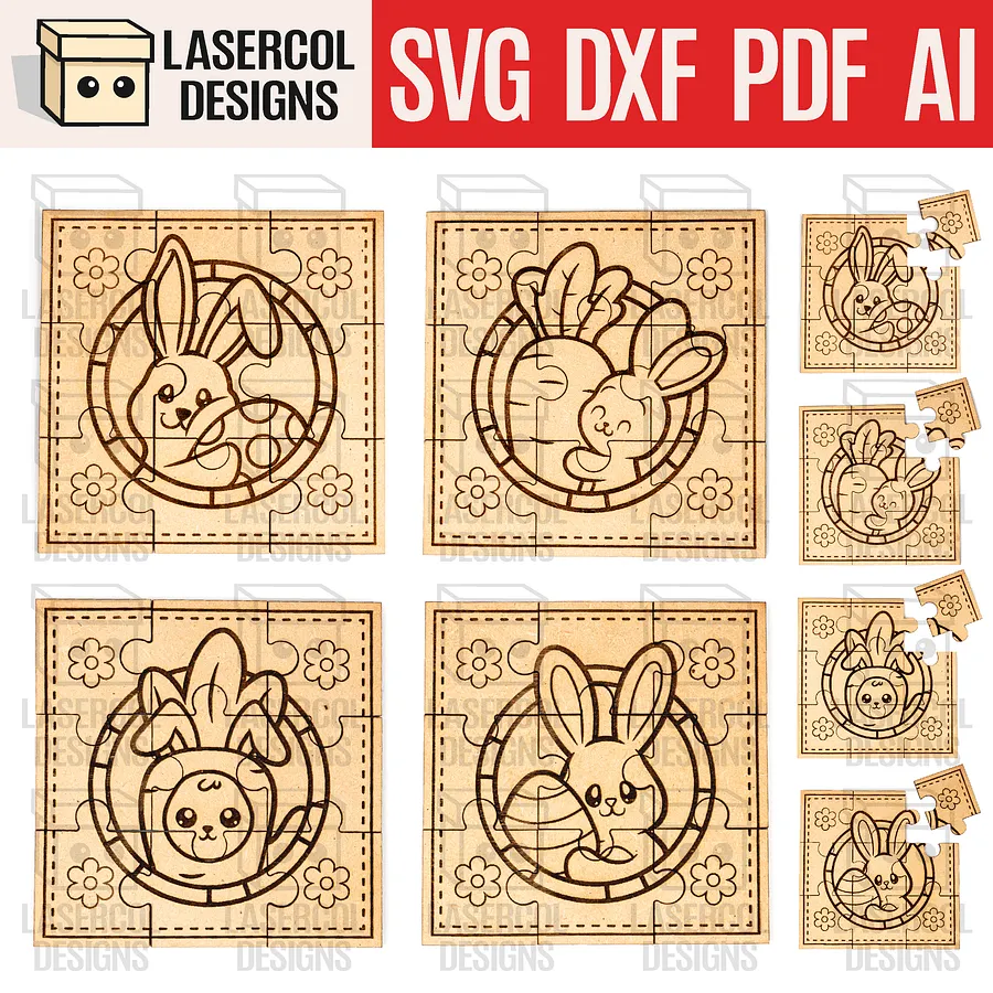 Easter Bunny Puzzles - Laser Cut Files product image (1)