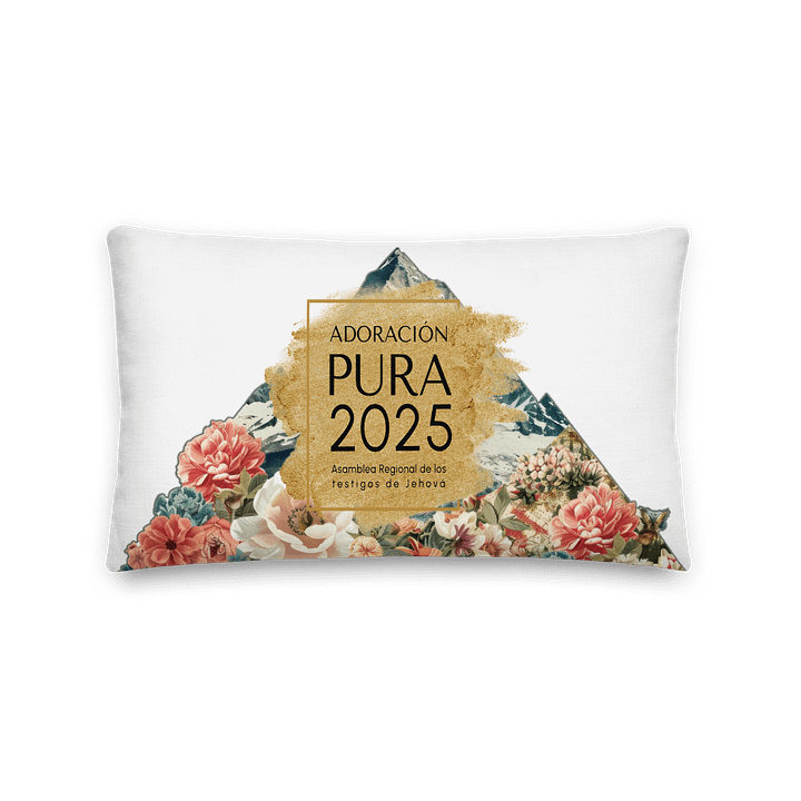 2025 "Adoración Pura" Floral Mountain Sky Blue Pillow product image (2)