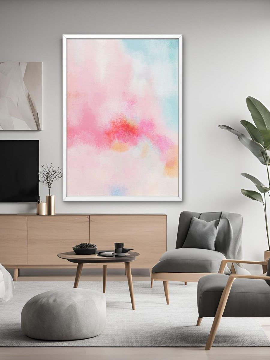 Unframed Minimalist Soft Pastel Blush Pink and Blue Abstract Print product image (2)