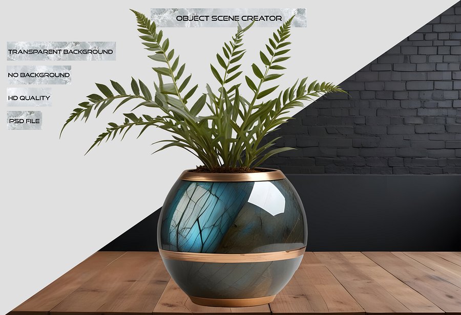 Stellar Luxe – Azure Glow Vase PNG product image (2)