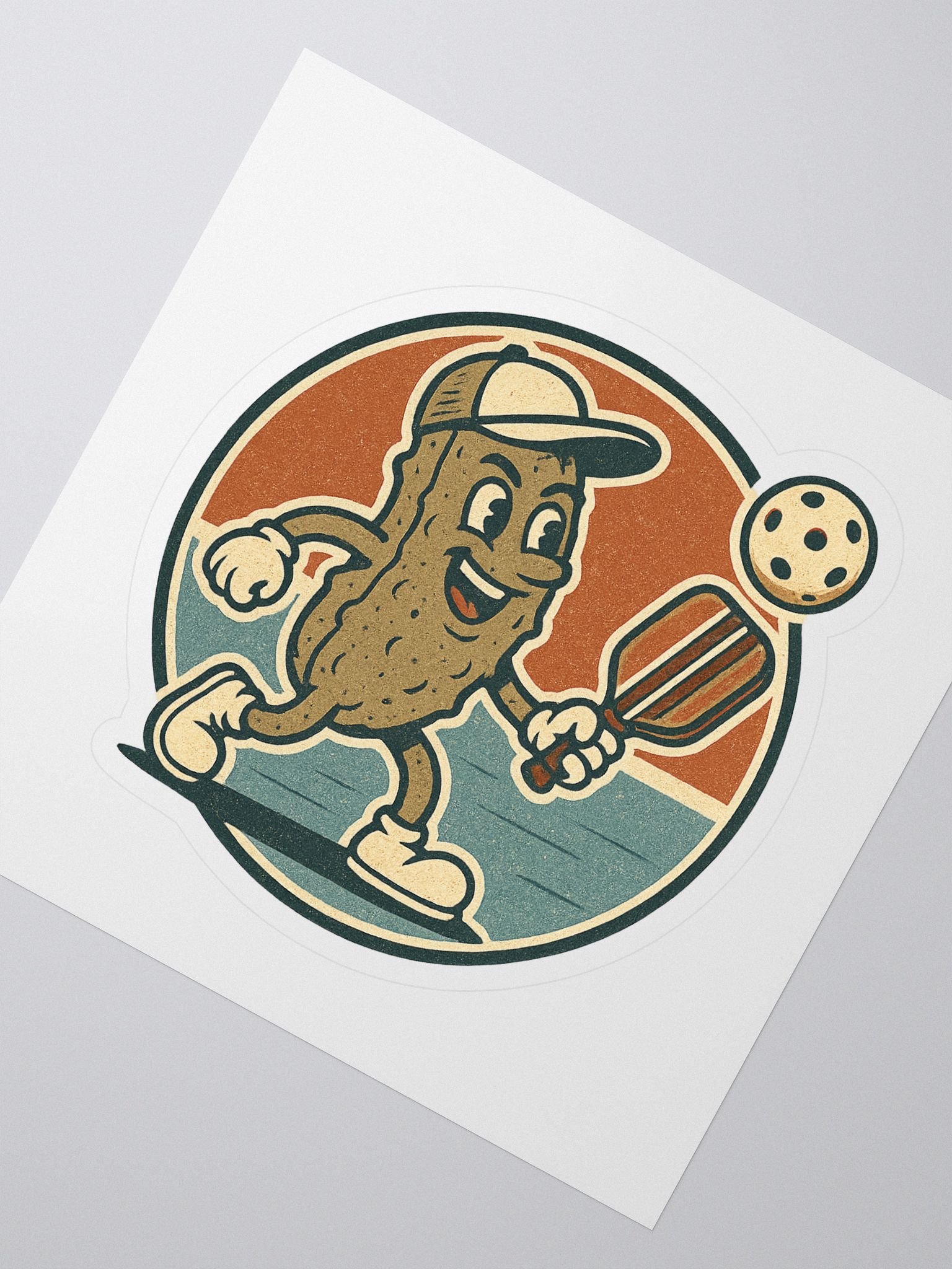 Funny Pickleball Sticker – Retro Pickle Character with Paddle & Ball – Waterproof Vinyl Decal product image (2)