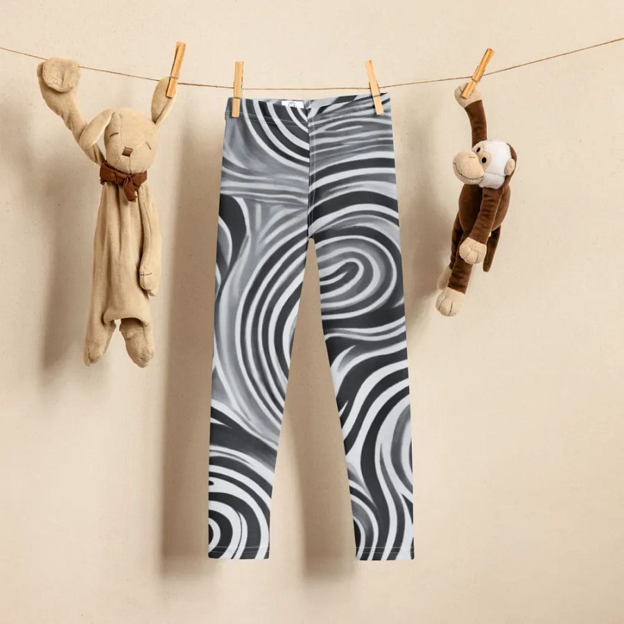 Funky Black and White Noir Liquid Tie-Dye Kid's and Toddler's Leggings product image (5)