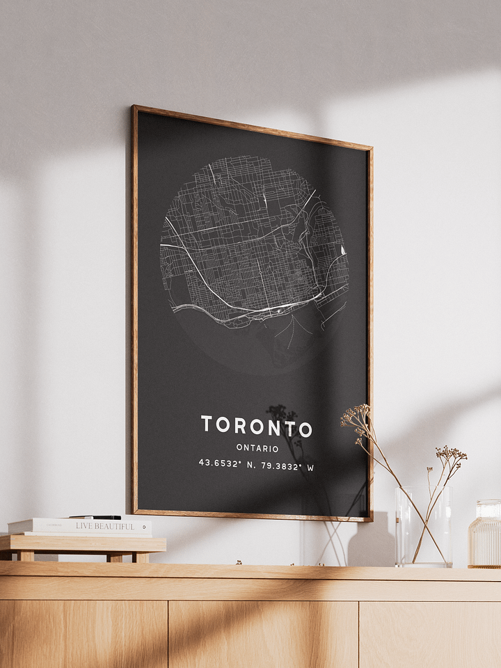 Toronto Street Map Poster – Black Minimalist Circular City Art product image (2)