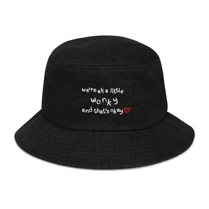 we're all a little wonky embroidered denim bucket hat product image (1)