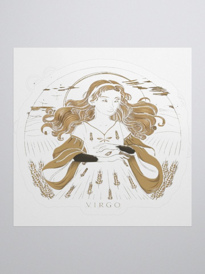 Virgo Zodiac Sticker - Maiden with Wheat & Floral - Vinyl product image (1)