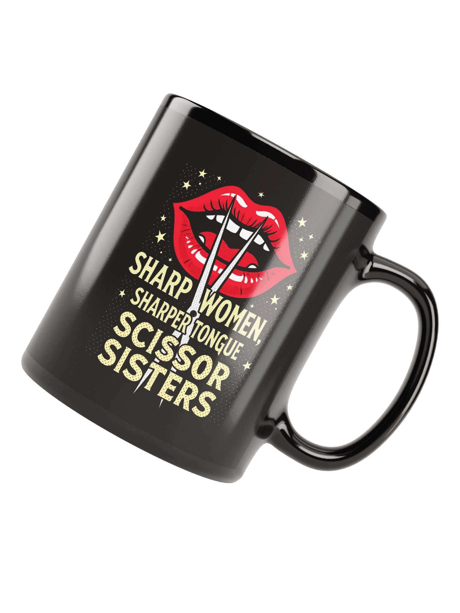 “Sharp Women, Sharper Tongue” Mug 💄✂️ | Scissor Sisters | Funny Black Glossy Coffee Cup (11oz / 15oz) product image (8)