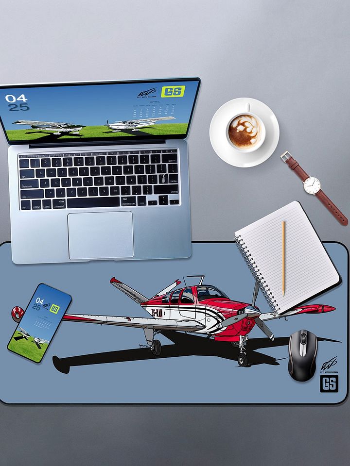 Bonanza V35 Digital Aviation Art Illustration Desk Mat Ideal Pilot Gift with Blue Background product image (1)