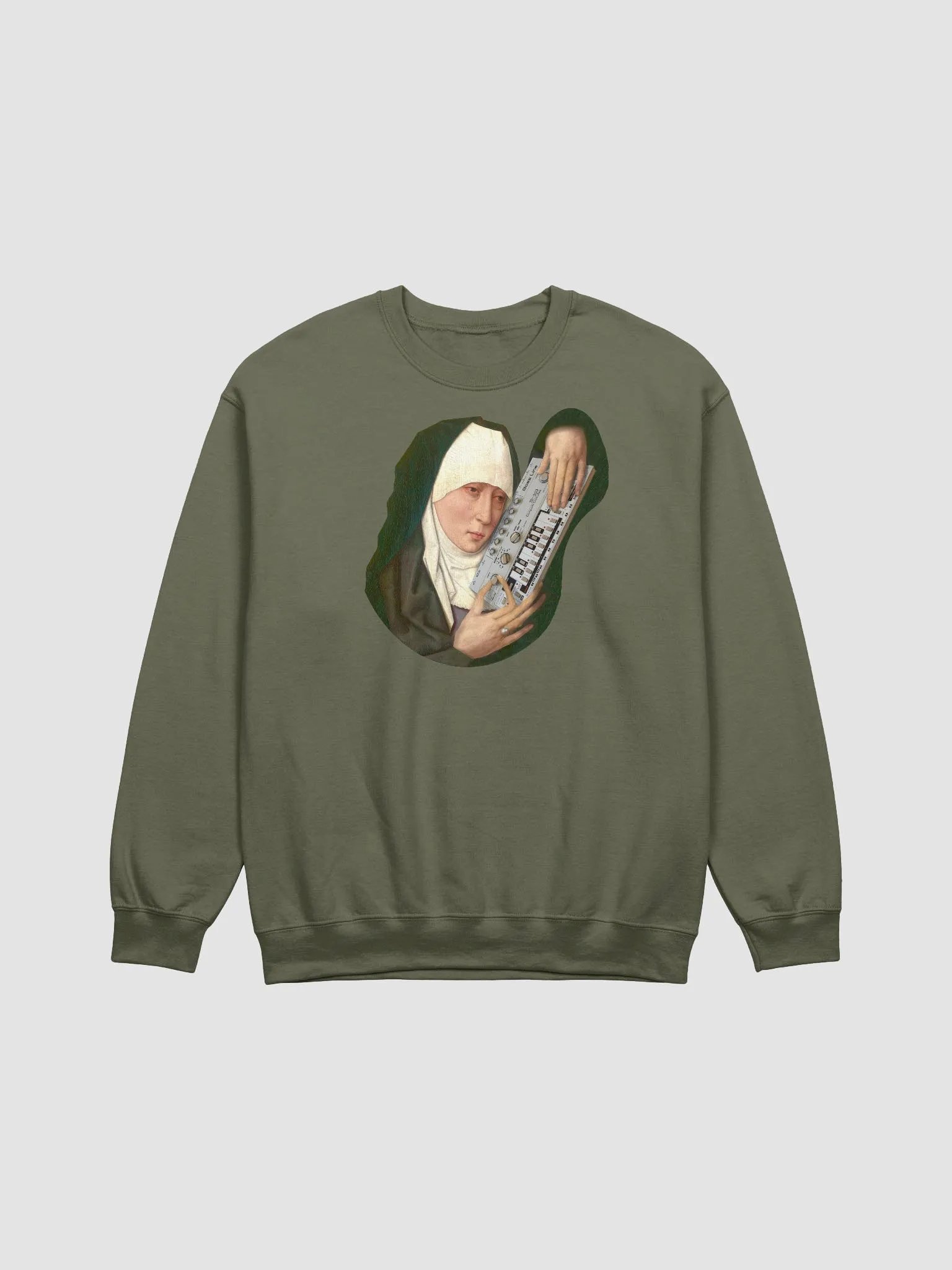Mater Dolorosa meets Roland TB 303 by Frank Fonik, Techno EDM Classic Crewneck Sweatshirt product image (2)