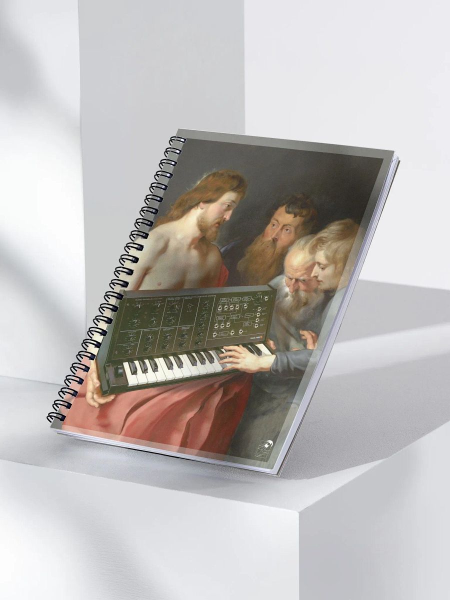 He died for our synths, by Frank Fonik, EDM Techno (Korg MS-10) Spiral Notebook product image (4)