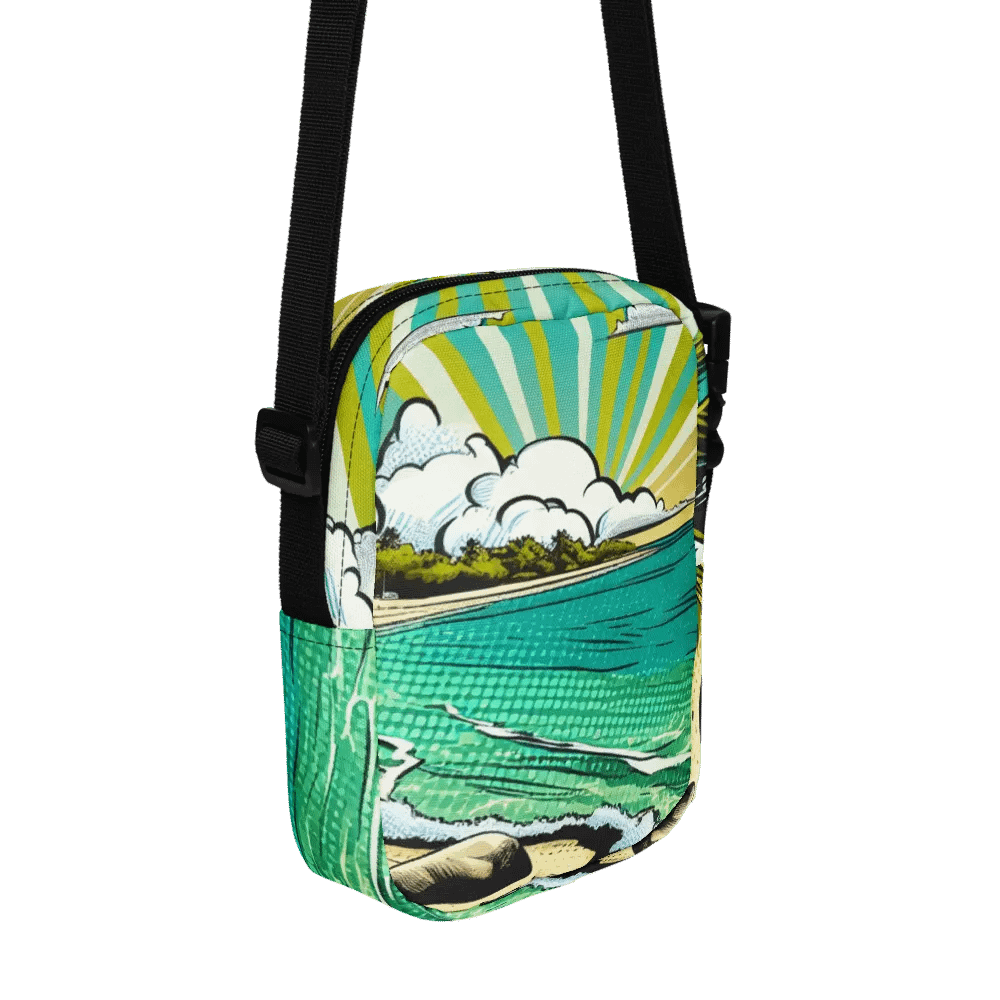 All-Over Print Utility Crossbody Bag | AI Design Zanzibar beach product image (11)