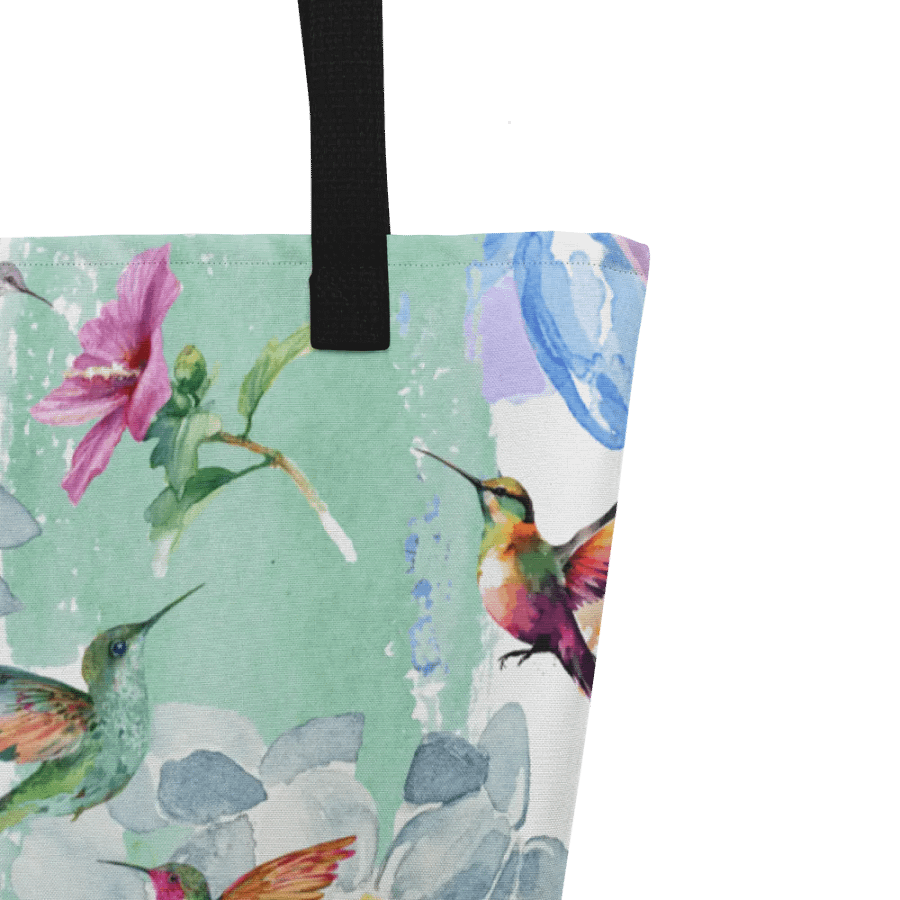 Big printed tote bag with hummingbird design product image (8)