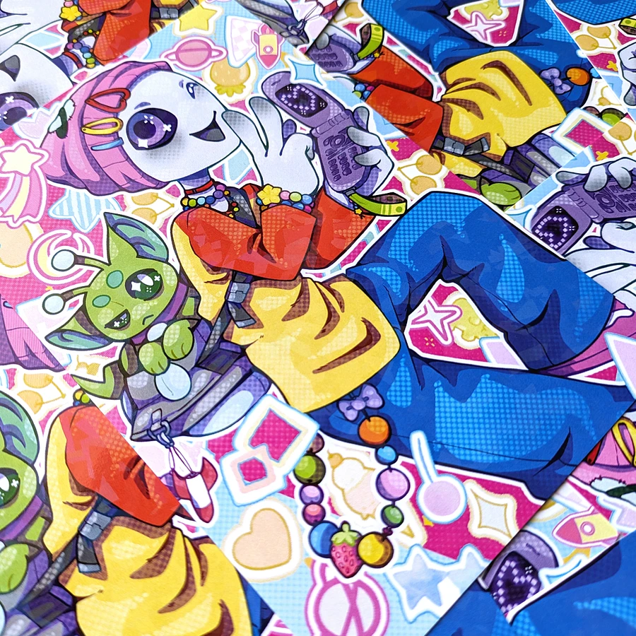 Retro Alien Print, Sticker Sheet, Keychain, and Washi Tape/ April Patreon rewards 2024 product image (3)