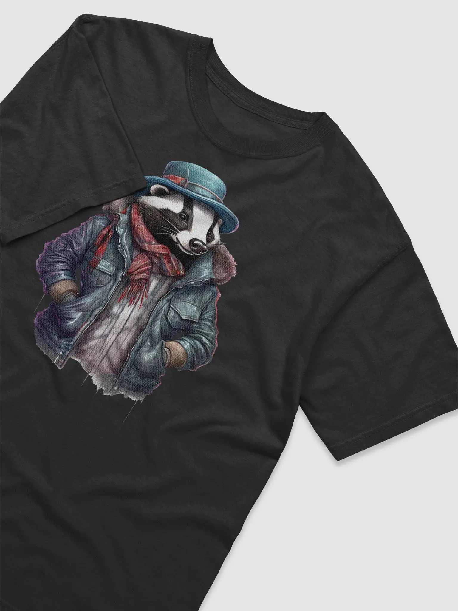 Badger wearing a jackets cap and a scarf product image (3)