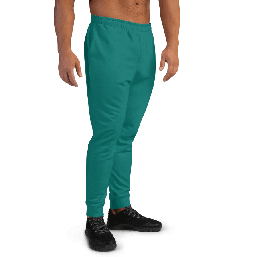 Plain Deep Sea Green Light Summer Recycled Polyester Premium Men's Joggers by Treasure Pie product image (3)